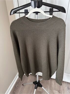 Aritzia Olive Green Cashmere Crewneck Sweater